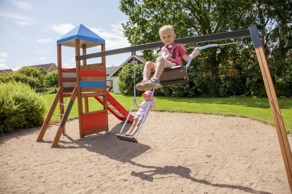 Doppelt Schaukel mit Rutsche und Spielturm Ansicht 3