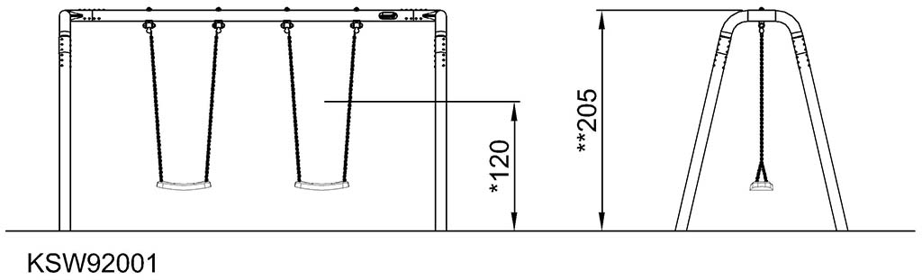 Doppelschaukel, Höhe: 2 m KSW92001 Ansicht 3
