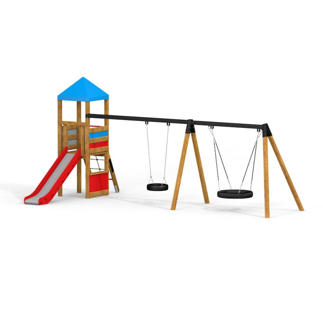 Logo Spielturm mit Vogelnestschaukel (BNS 90 cm) Ansicht 2