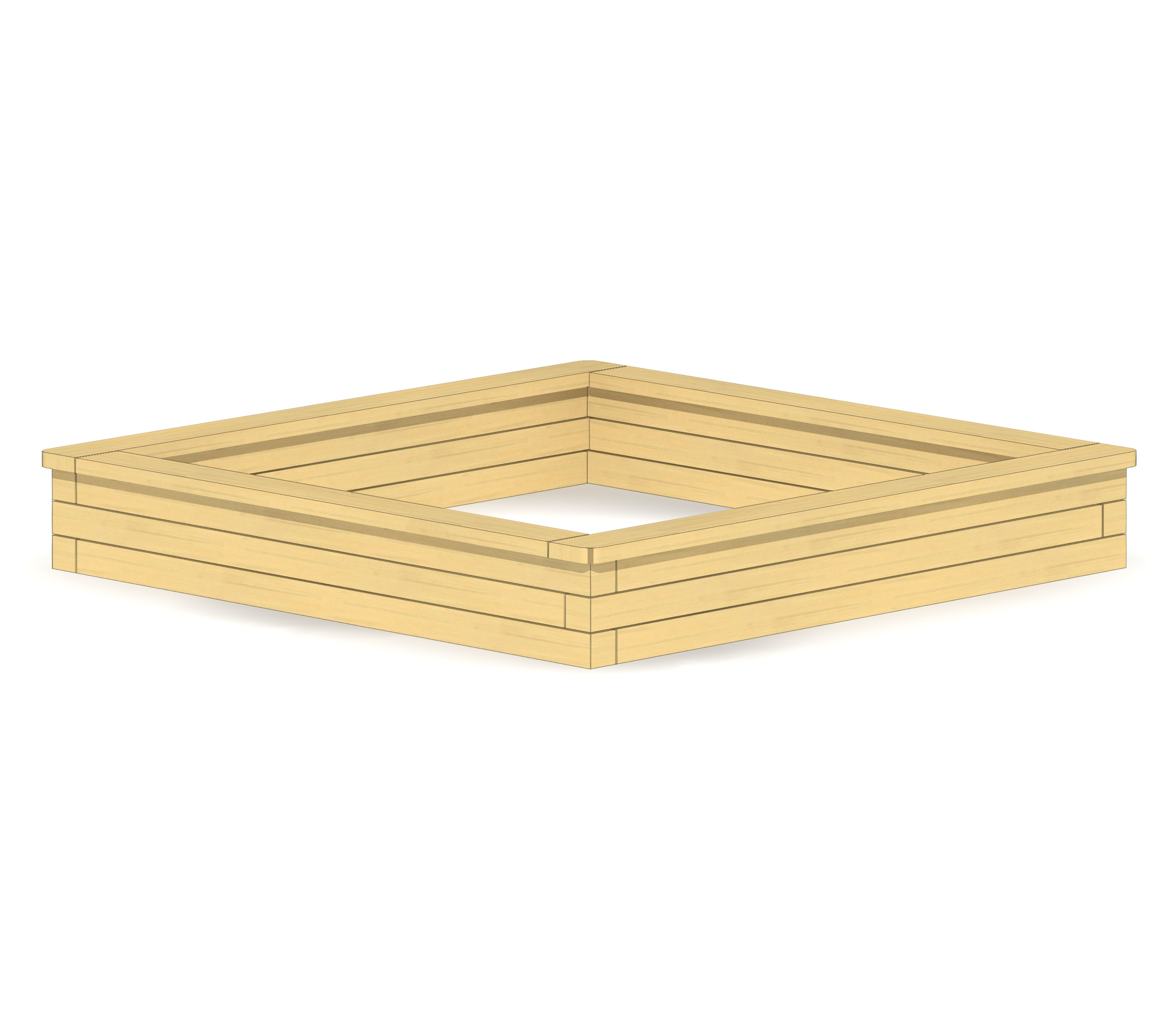 Sandkasten 3-lagig, 2x2m Ansicht 2