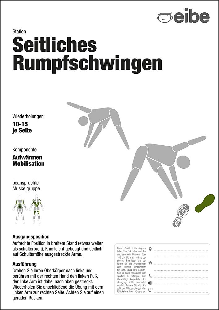 Trimm-dich-Pfad Trainingsschild seitliches Rumpfschwingen Ansicht 5