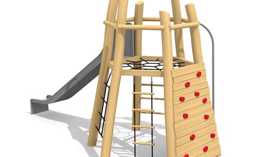 Klettervulkan 02 mit Edelstahlrutsche Ansicht 6