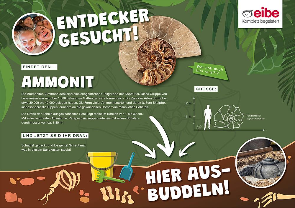 Schild für Dino-Platte Ammonit