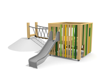 Spielwürfel CAU mit Netzbrücke an Hügel